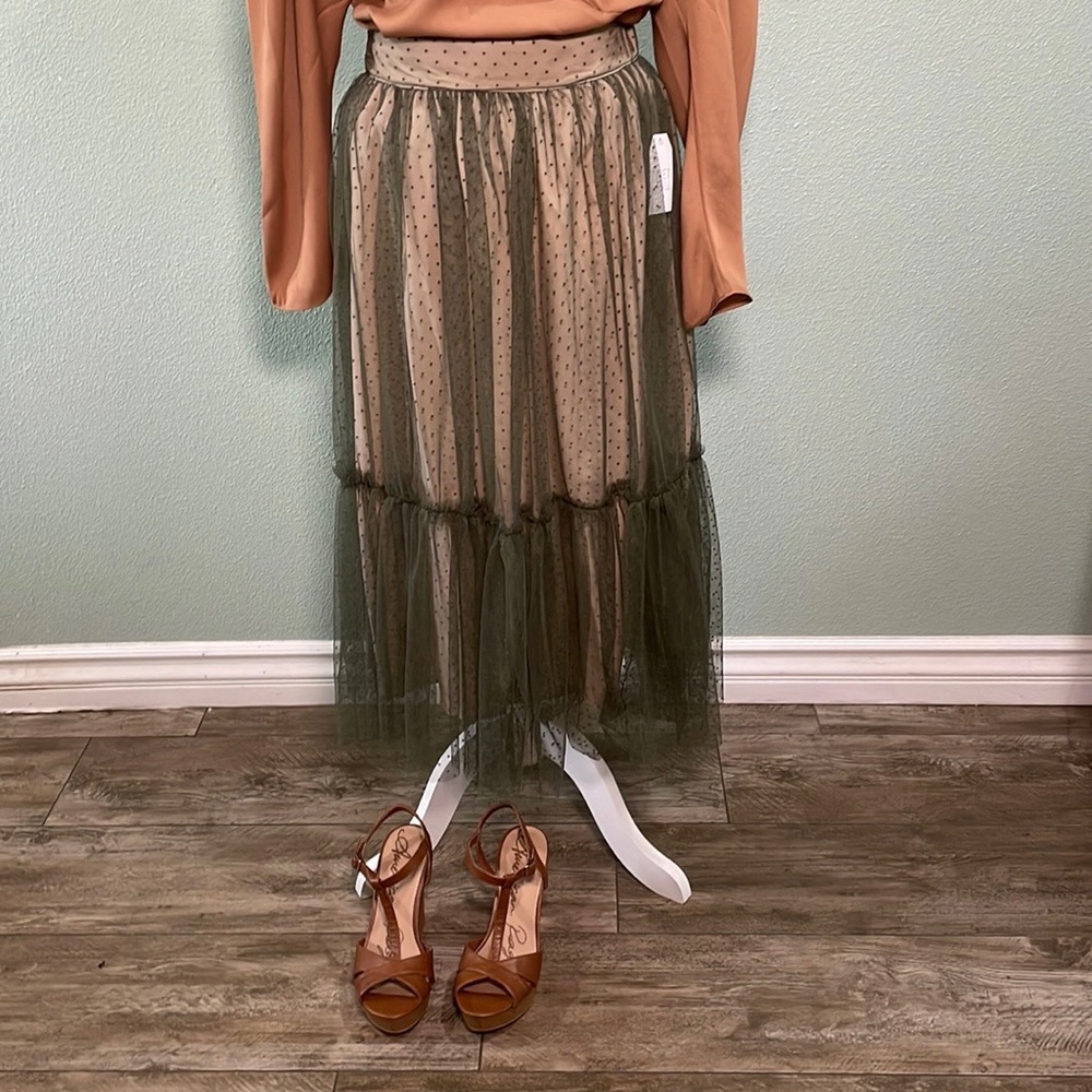 Time And True Green  Tiered Skirt